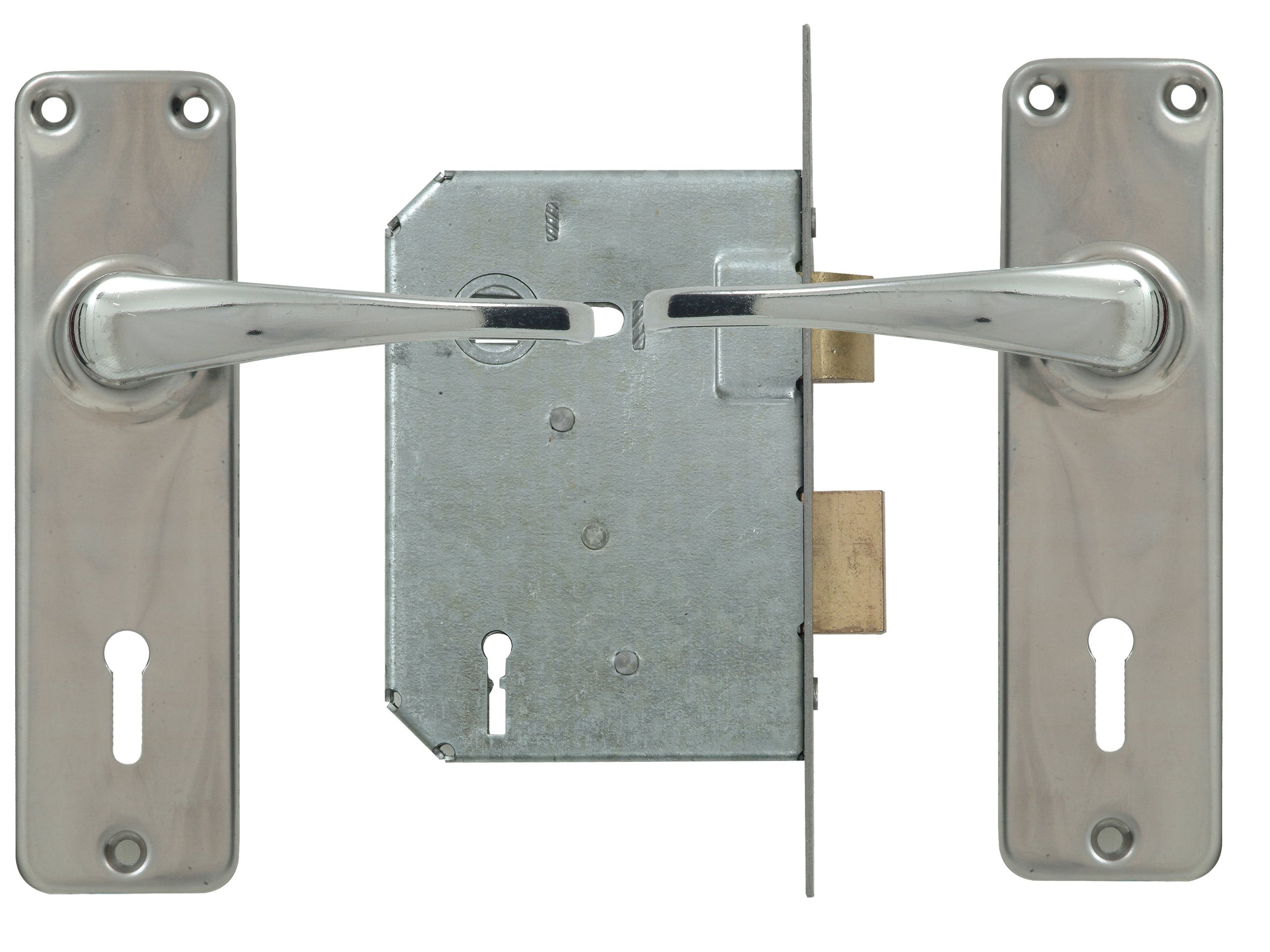 4 Lever Lockset Chrome with Galvanized Lock Yale
