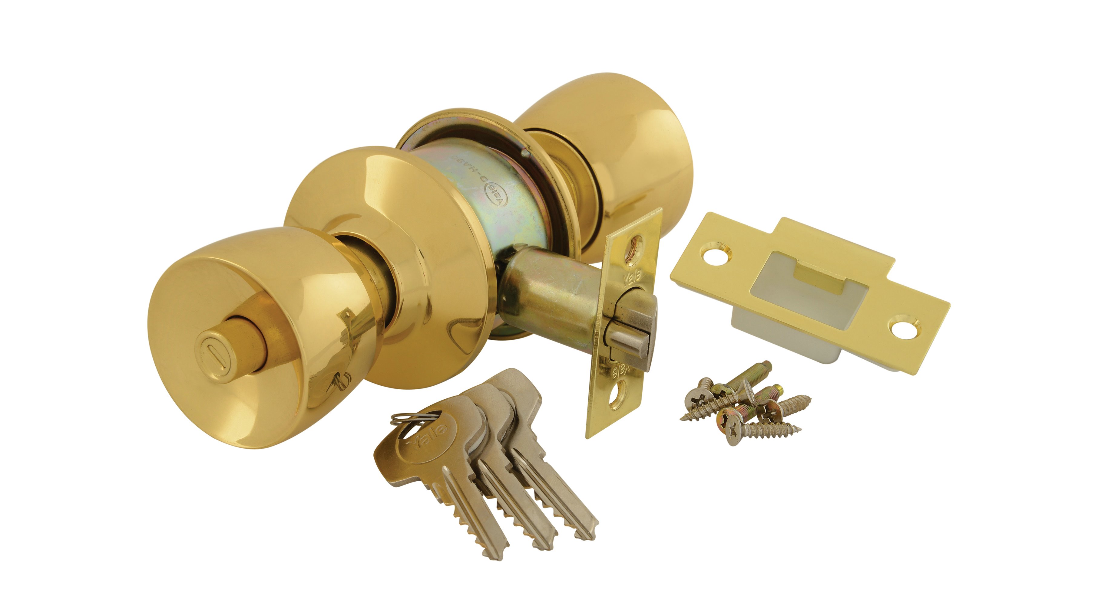 Tulip Cylindrical Knobset Polished Brass Knobsets Yale Security