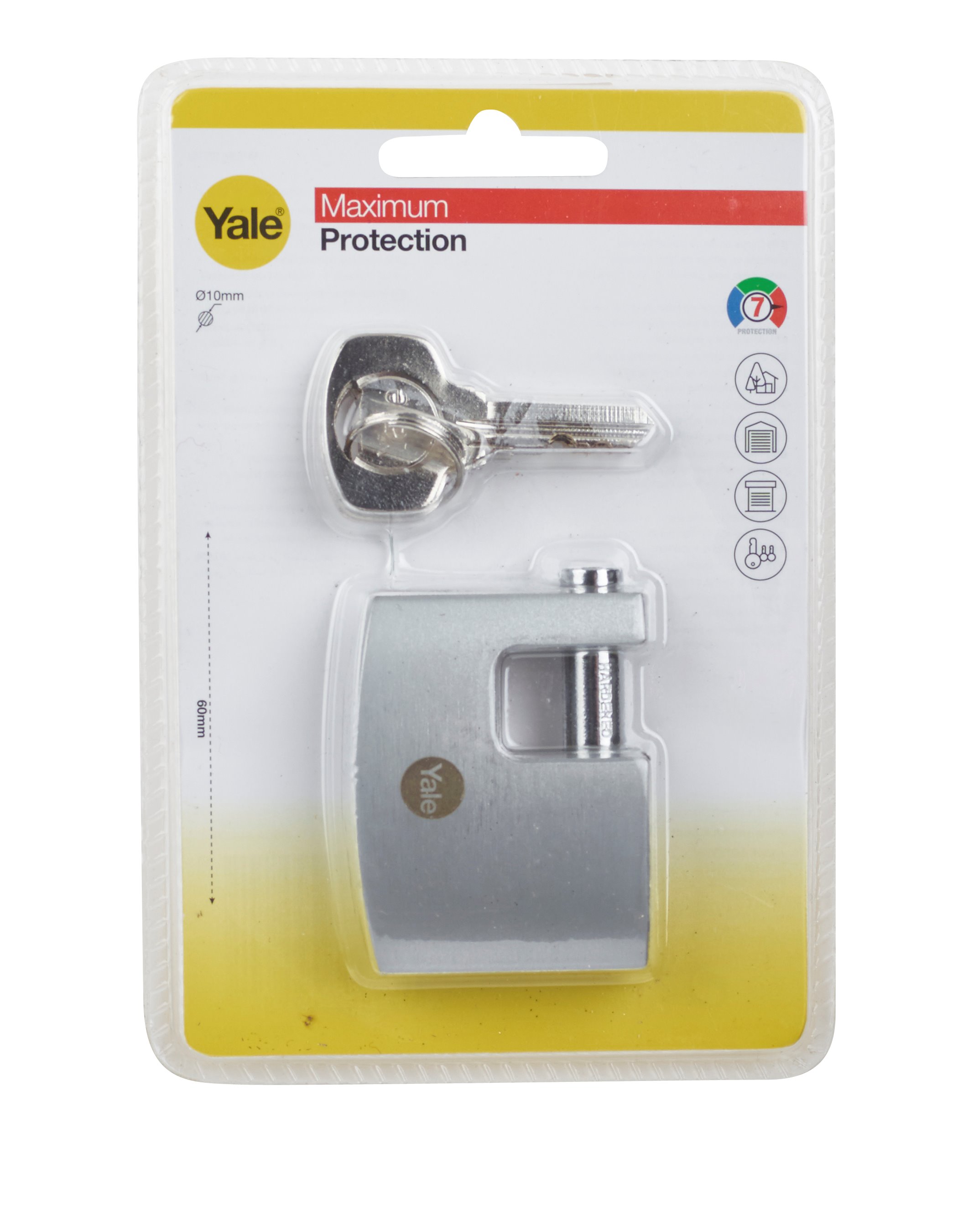 Y124B/60/110/1 - Lacăt Yale rectangular din alamă cu finisaj cromat | Yale